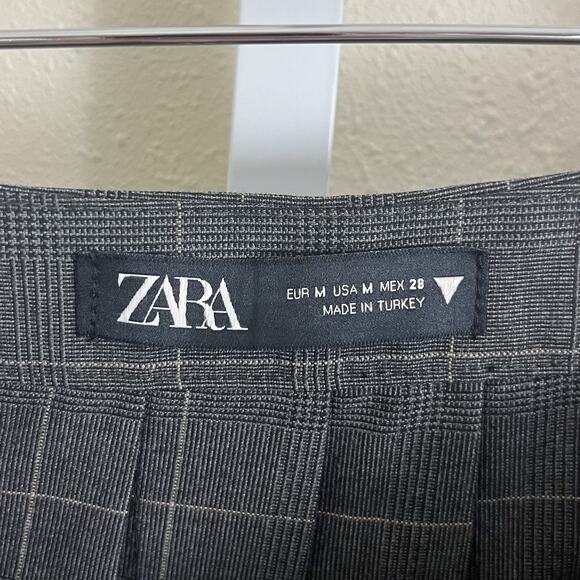 Zara Pleated Mini Skirt Womens M Medium Plaid Asymmetrical School Girl Academia - Picture 5 of 6